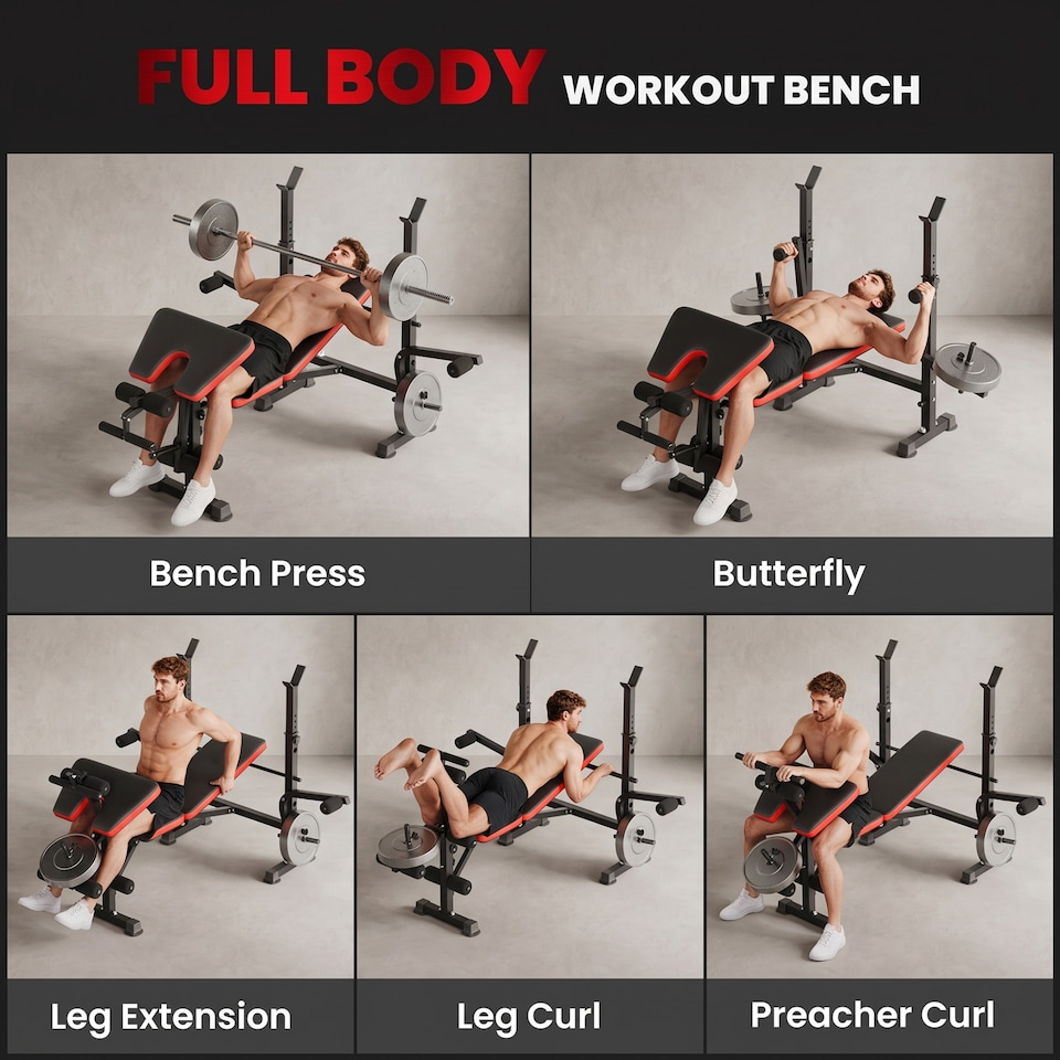 image 1 of HOMCOM Multi-Function Adjustable Weight Training Bench Gym Fitness Lifting