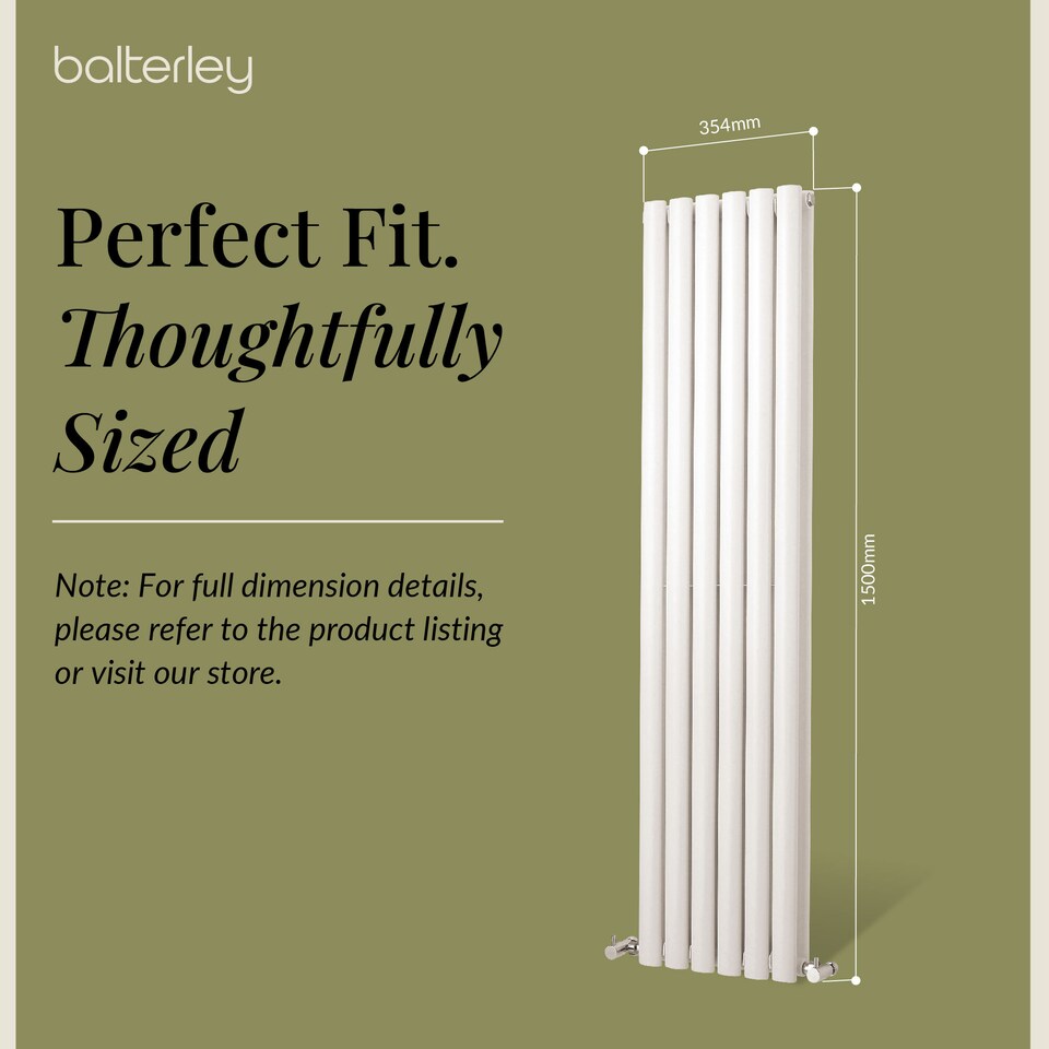 image 1 of Vertical Double Panel Radiator 3099 BTU Gloss White 1500 x 354mm | White | Gloss White | 1