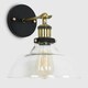 image 3 of ValueLights Industrial Black And Gold Wall Light Fitting With Clear Glass Wide Light Shade