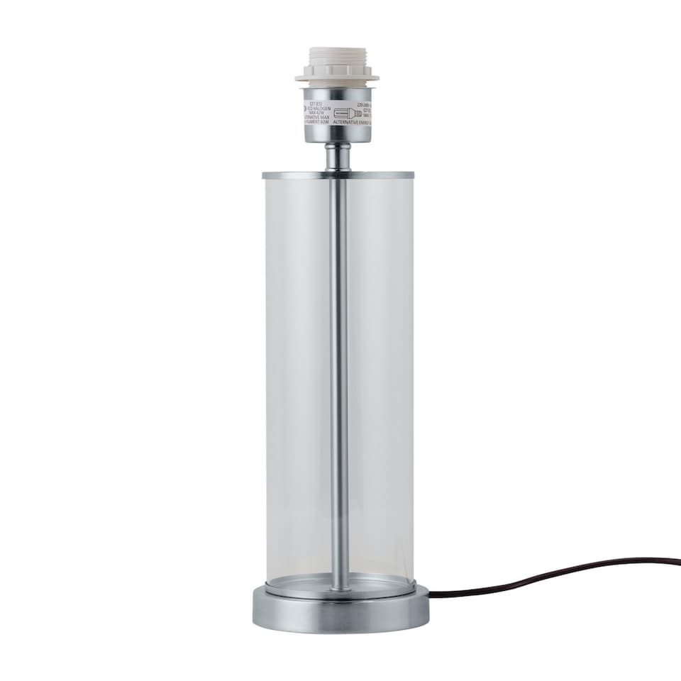 image 1 of Aura - Chrome with Glass Column Table Lamp Base | Chrome | Clear | Medium | 1