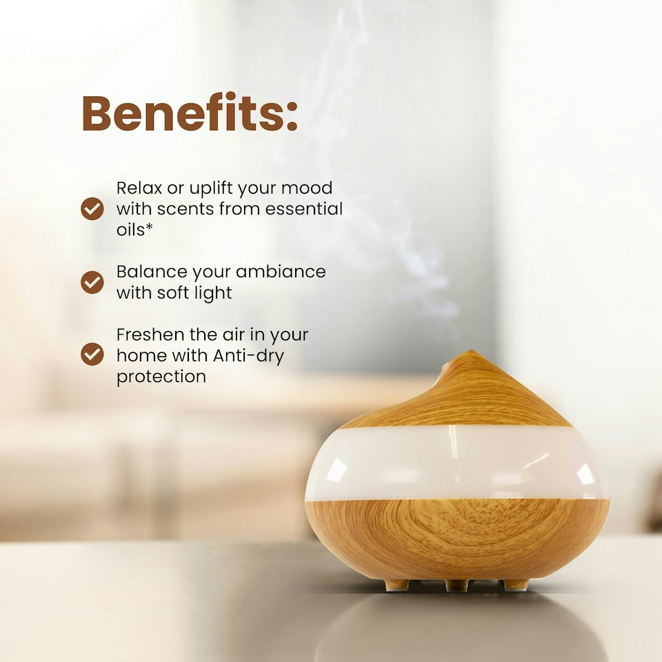 image 1 of Dr Botanicals Bio-Balancing Wooden Aroma Digital Diffuser Clear Panel (UK Plug)