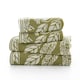 image 2 of Mixed Leaves 100% Cotton 550gsm Supersoft Towels Green | Green | Bath towel