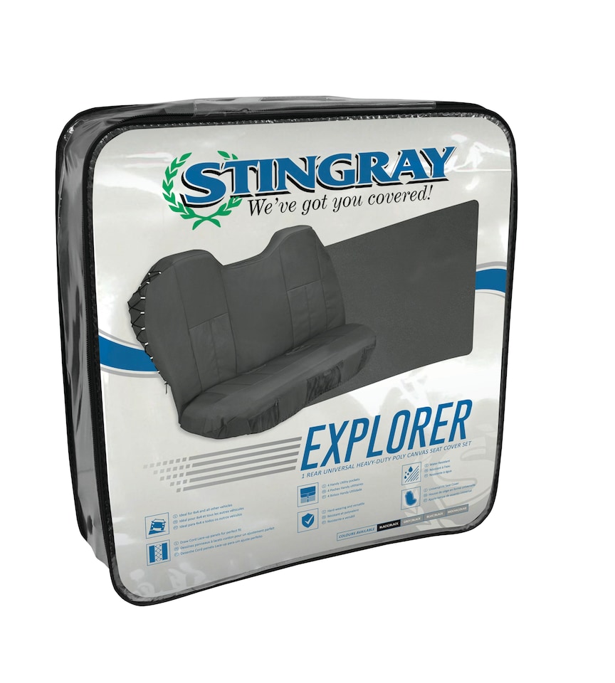 image 1 of ZSEXPLORER02BK-StingRay Explorer Black and Grey Car Seat Covers, Car Seat Protector, Interior Car Accessories. | Black