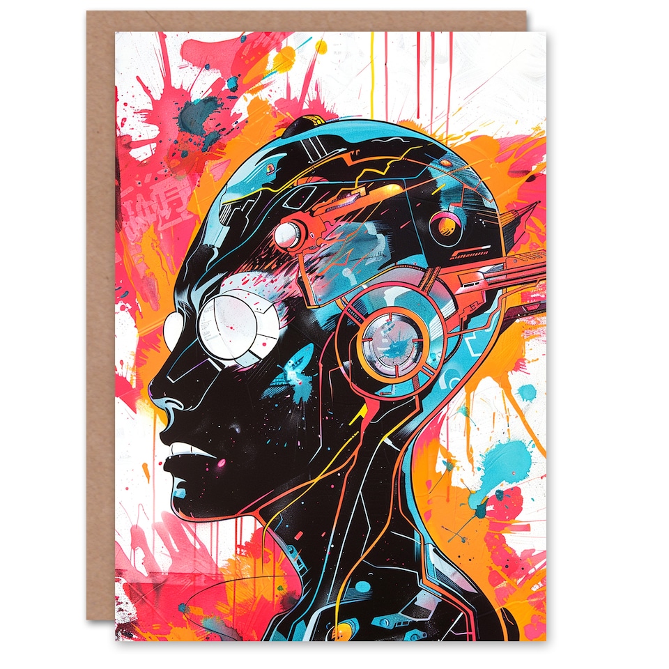 image 1 of Sci Fi Japanese Manga Futuristic Comic Book Style Birthday Card