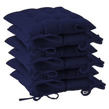 Harbour Housewares Square Garden Chair Seat Cushions - Navy - Pack of 6 | Blue | Navy