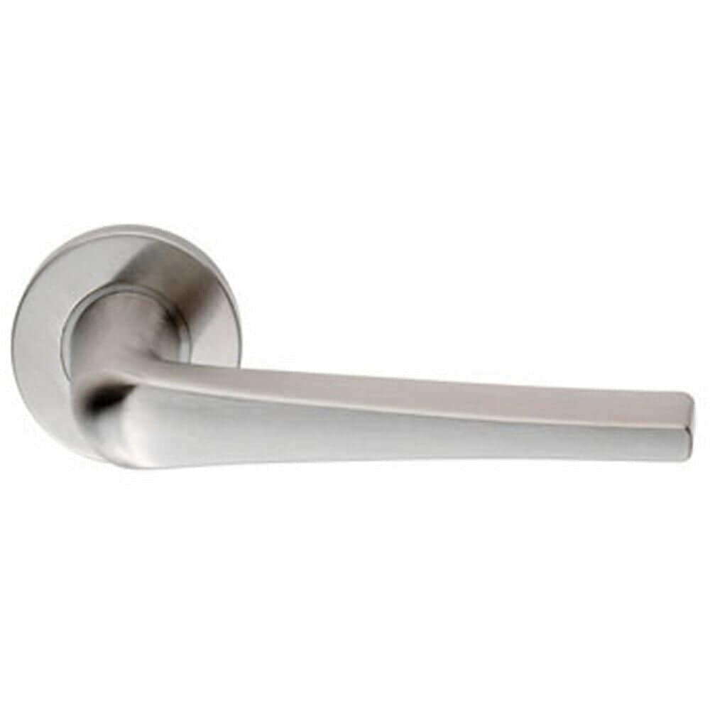 Loops PAIR Straight Flat Topped Bar Handle on Round Rose Concealed Fix Satin Steel in Metallics