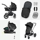 image 4 of Stomp Luxe 2-in-1 Pram – Birth to Approx. 4 Years, Foldable, All-Terrain, Rain Cover, Footmuff, Puncture-Proof Wheels & More (Black/Midnight/Black)