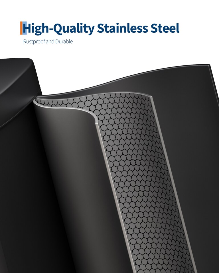 image 1 of London Boutique 50L Pedal Bin Kitchen Trash Can with Soft-Close Lid & Removable Inner Bucket - Black