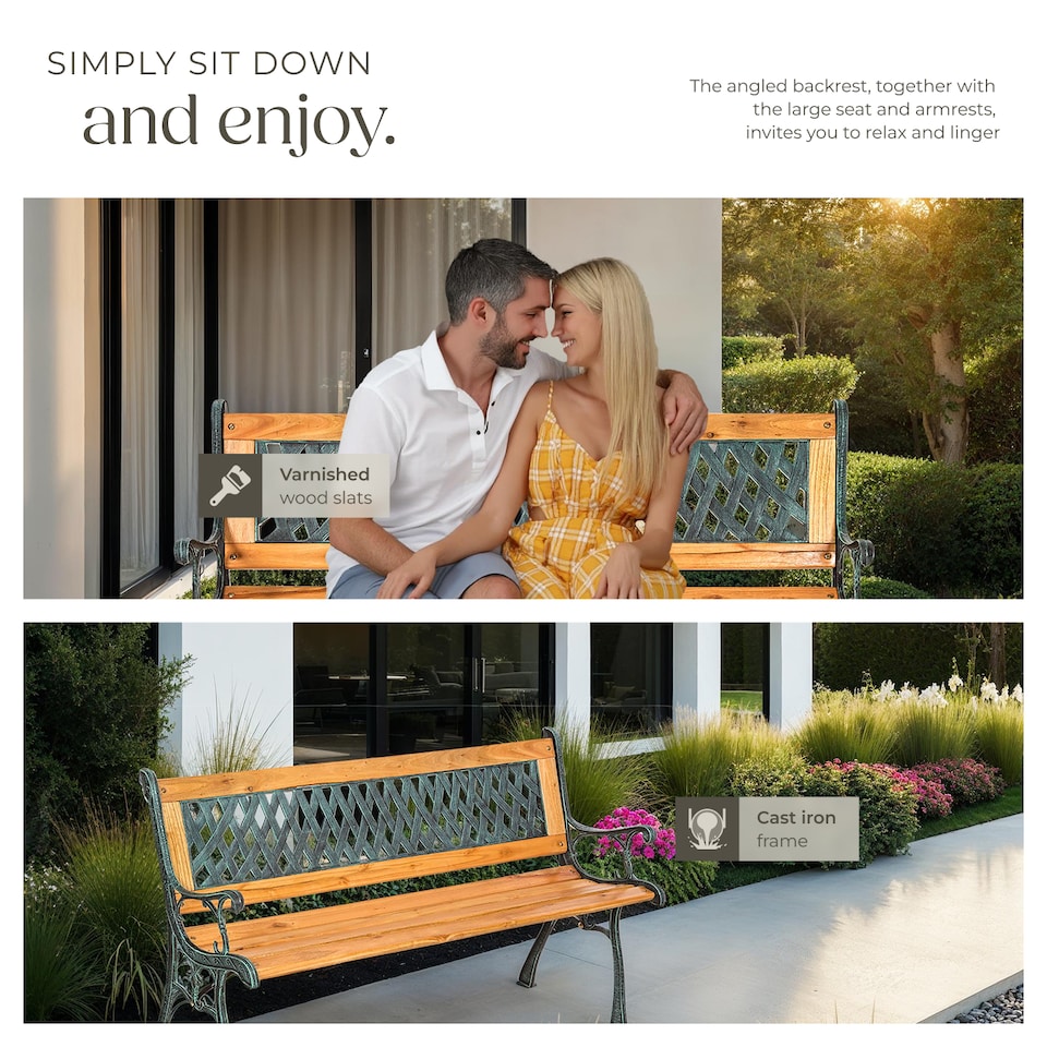 image 1 of Garden Bench Tamara - 2-seater, weatherproof, 128 x 51 x 73 cm | Brown | brown | 1