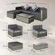 image 7 of Outsunny 5 Pieces Rattan Sofa Set Wicker Sectional Cushion Patio Grey Garden