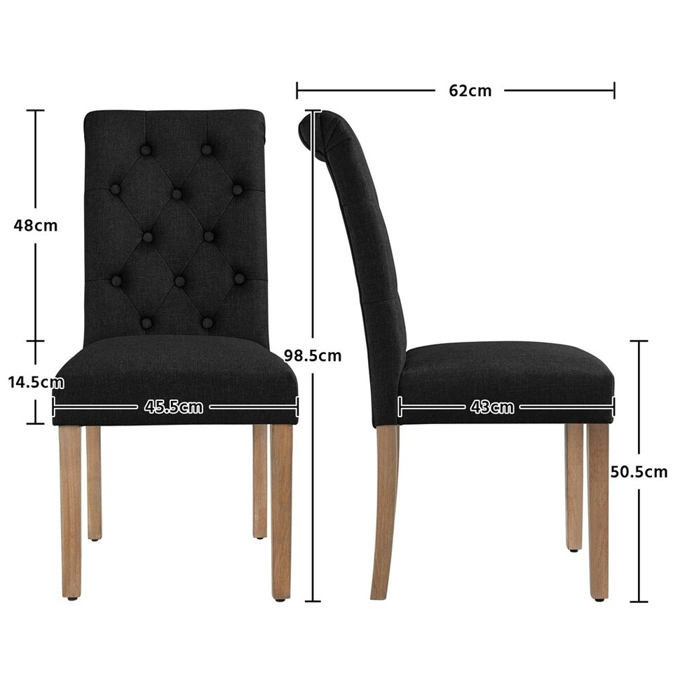image 1 of Yaheetech Set of 2 Classic PU Leather Dining Chairs Black