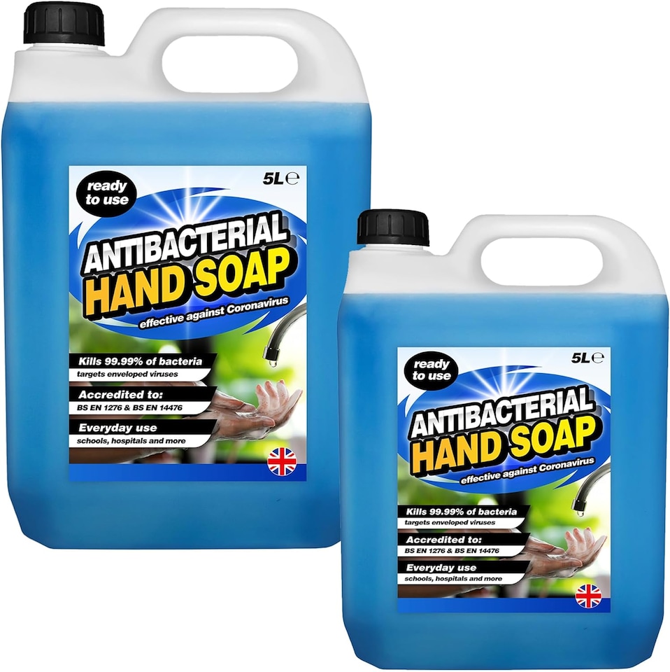 image 1 of 4 x 5 Litre Antibacterial Non-Sticky Liquid Hand Soap Hydrates & Softens