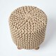 image 3 of Homescapes Linen Tall Cotton Knitted Footstool on Legs