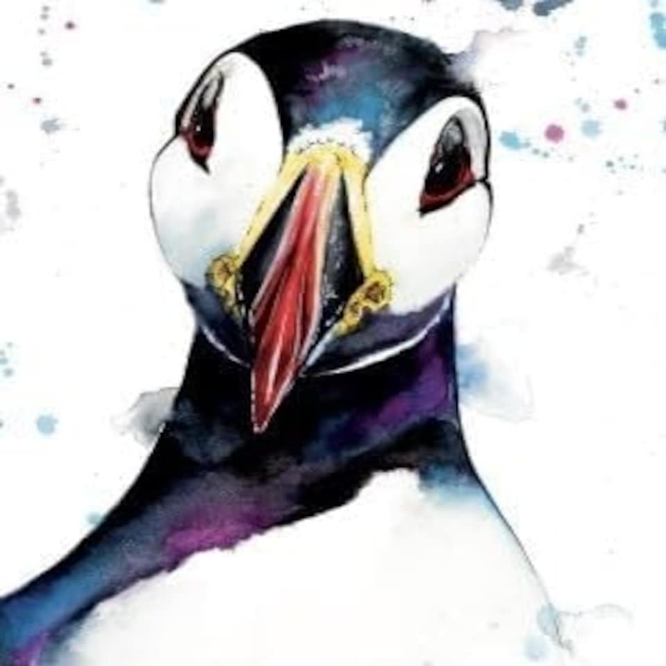 image 1 of Puffin Wildlife Greeting Card - By Artist Lizze Grant