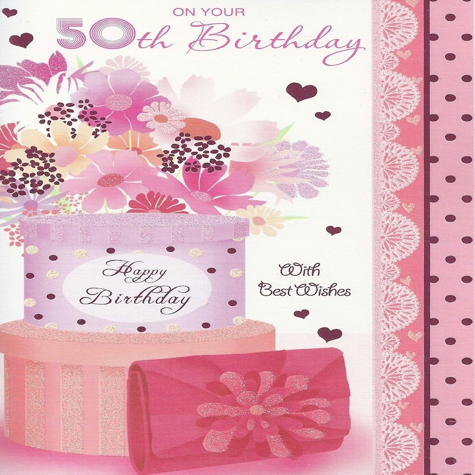 image 1 of On Your 50th Floral Design Birthday Card