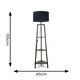 image 3 of ValueLights Hiru Black 3 Tier Shelf Floor Lamp with Navy Shade Blue