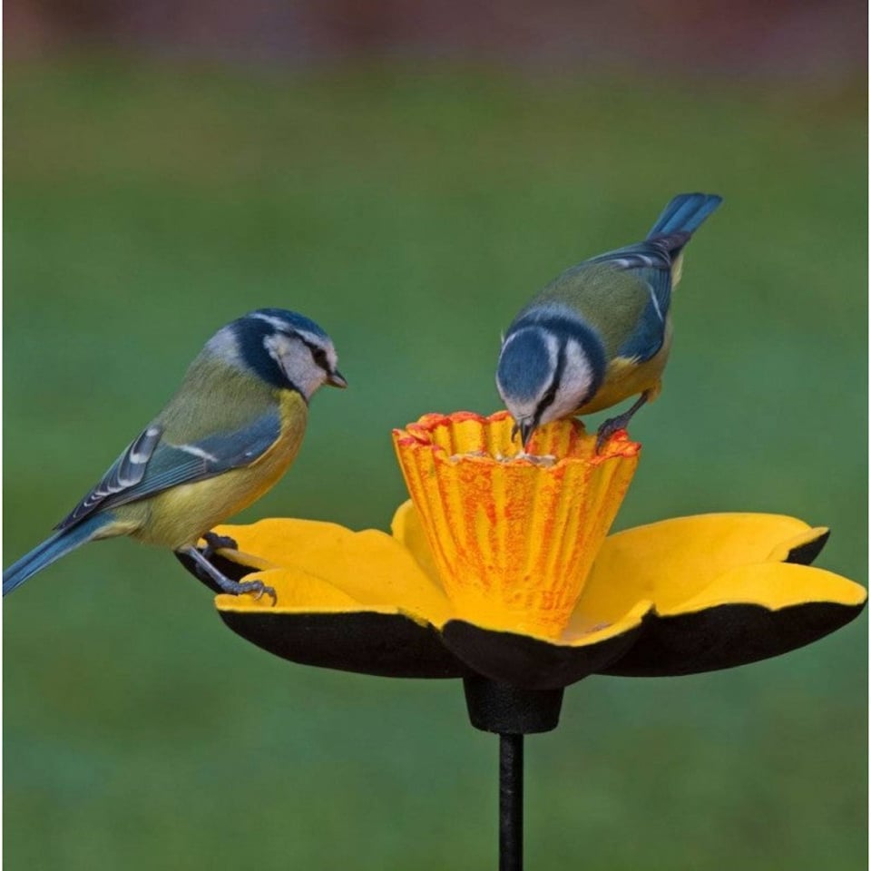 image 1 of Cast Iron Daffodil Bird Feeder Flower Dish (Set of 3)