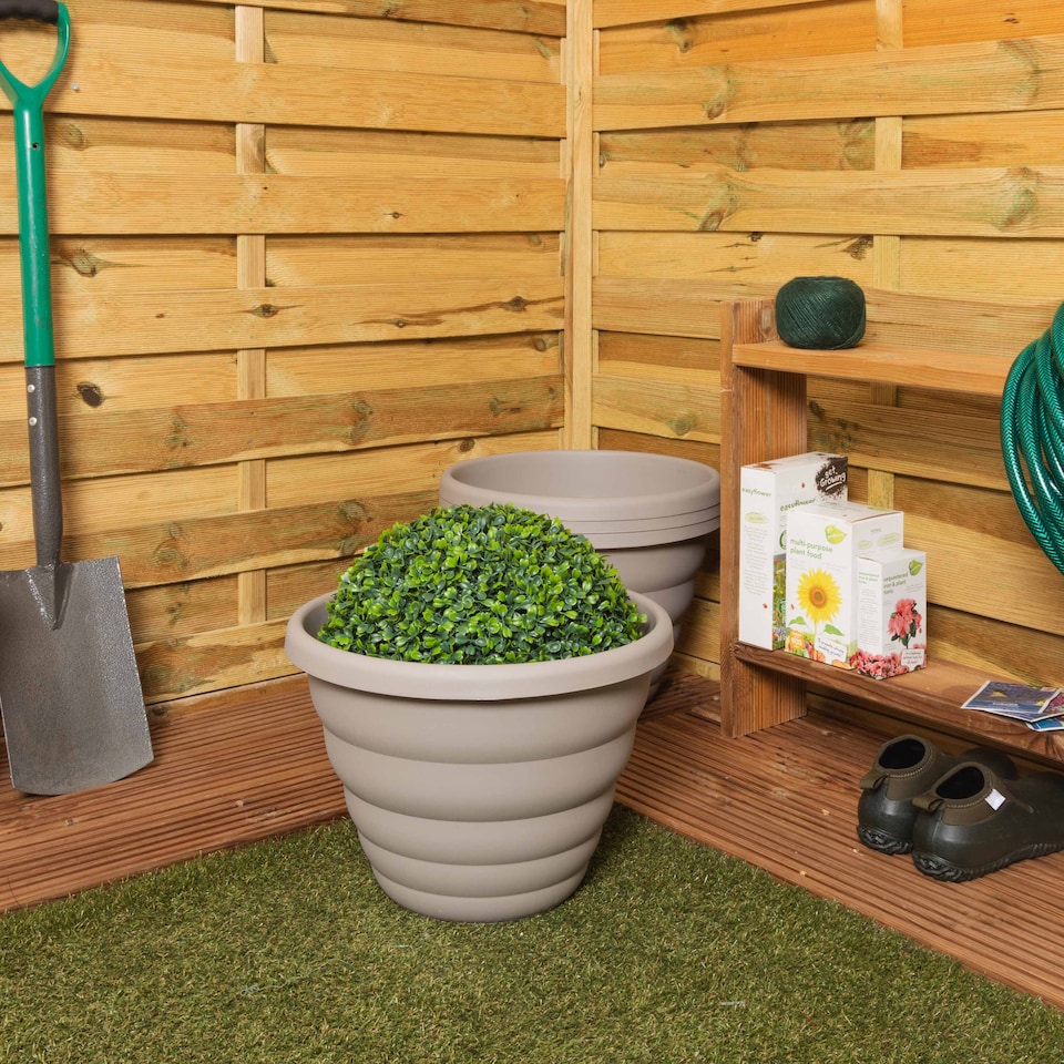 image 1 of Wham Beehive 4 x  40cm Round Plastic Garden Planters | Grey | Fawn
