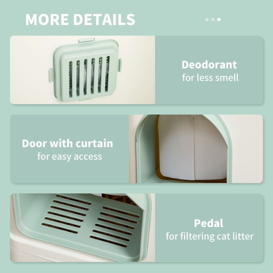 image 1 of PawHut Cat Litter Box, Hooded Cat Litter Tray w/ Drawer Pan, Scoop, Deodorants
