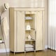 image 6 of HOMCOM Fabric Portable Wardrobe with 8 Shelves 2 Hanging Rails, Beige 