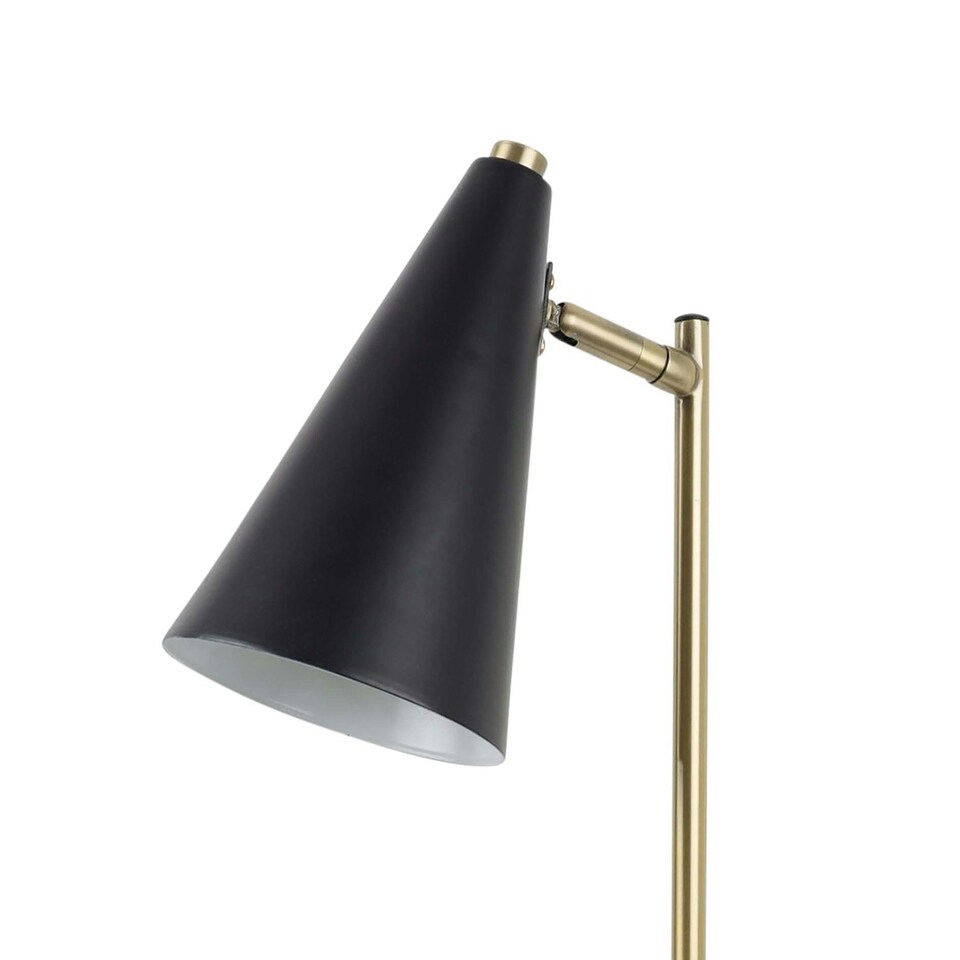 image 1 of First Choice Lighting Task Matt Black and Antique Brass Task Table Lamp Black | Bronze