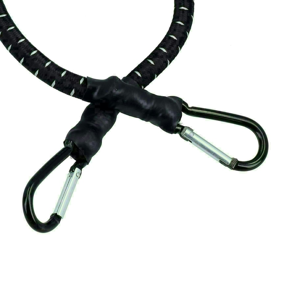 image 1 of 24" Bungee Strap with Metal Carabiners Hook Tie Down Fastener Holder 2pc
