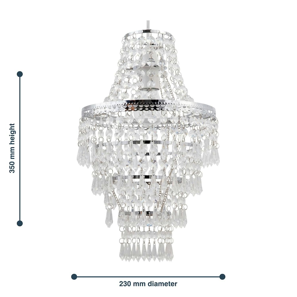 image 1 of First Choice Lighting Chrome Tiered Chandelier Style Light Shade Clear | Chrome