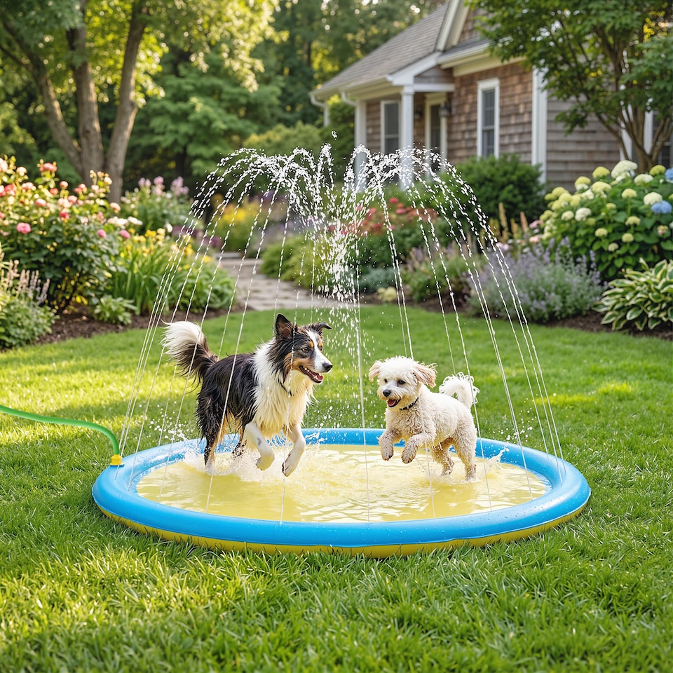 image 1 of PawHut 170cm Splash Pad Sprinkler for Pets Dog Pool Non-slip Outdoor Yellow