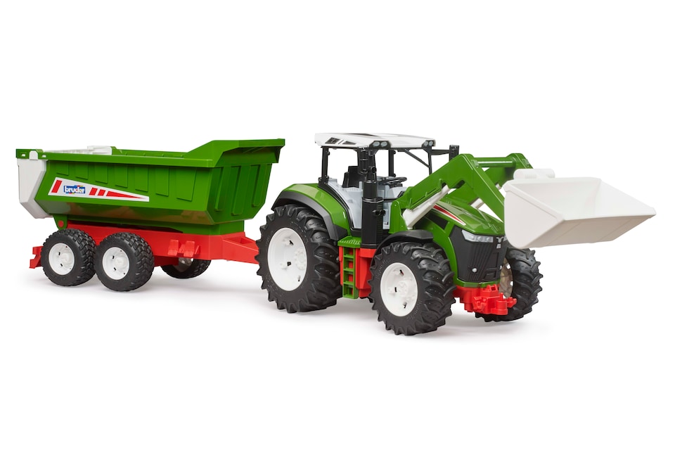 image 1 of Bruder ROADMAX Tractor with frontloader tipping trailer Construction Loader Model