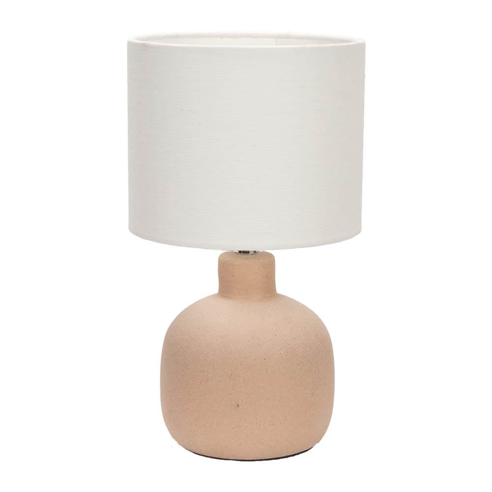 ValueLights Chelsea Natural Linen Shade Hand Finished Sandblast Ceramic Table Lamp with Bulb in Cream