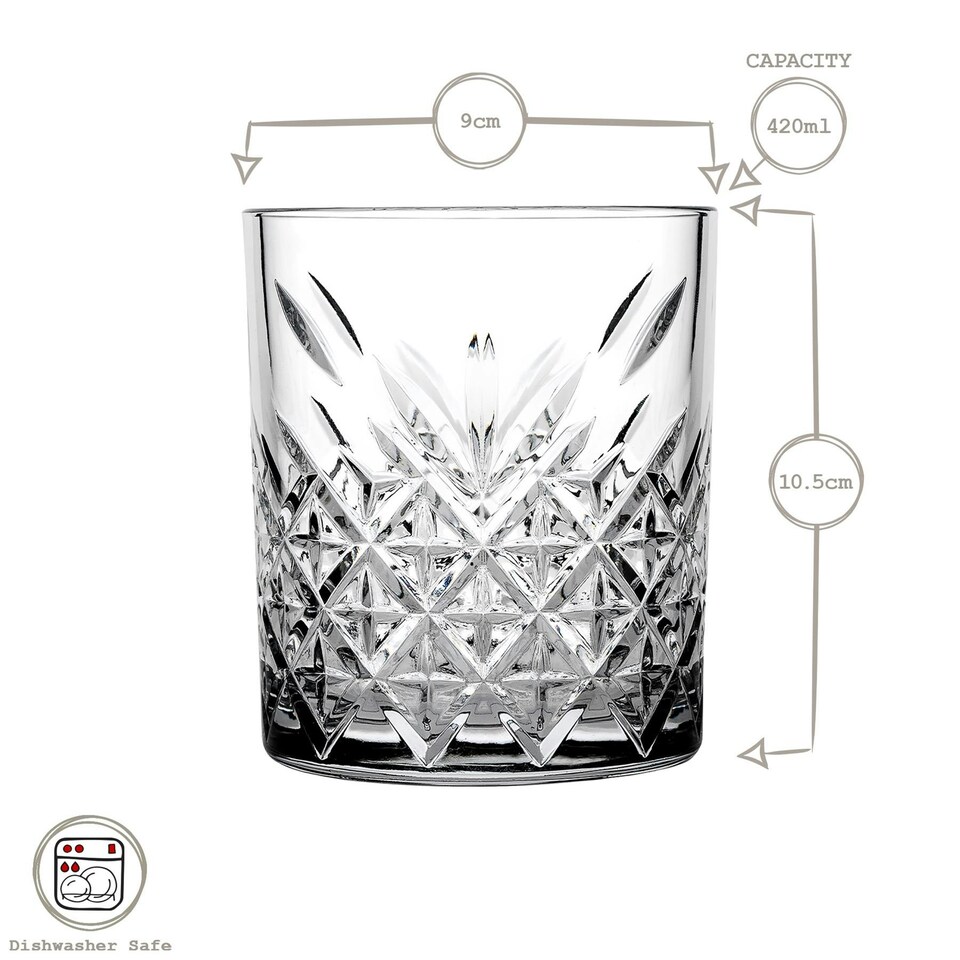 image 1 of Pasabahce Timeless Whisky Glasses - 420ml - Pack of 12 Clear