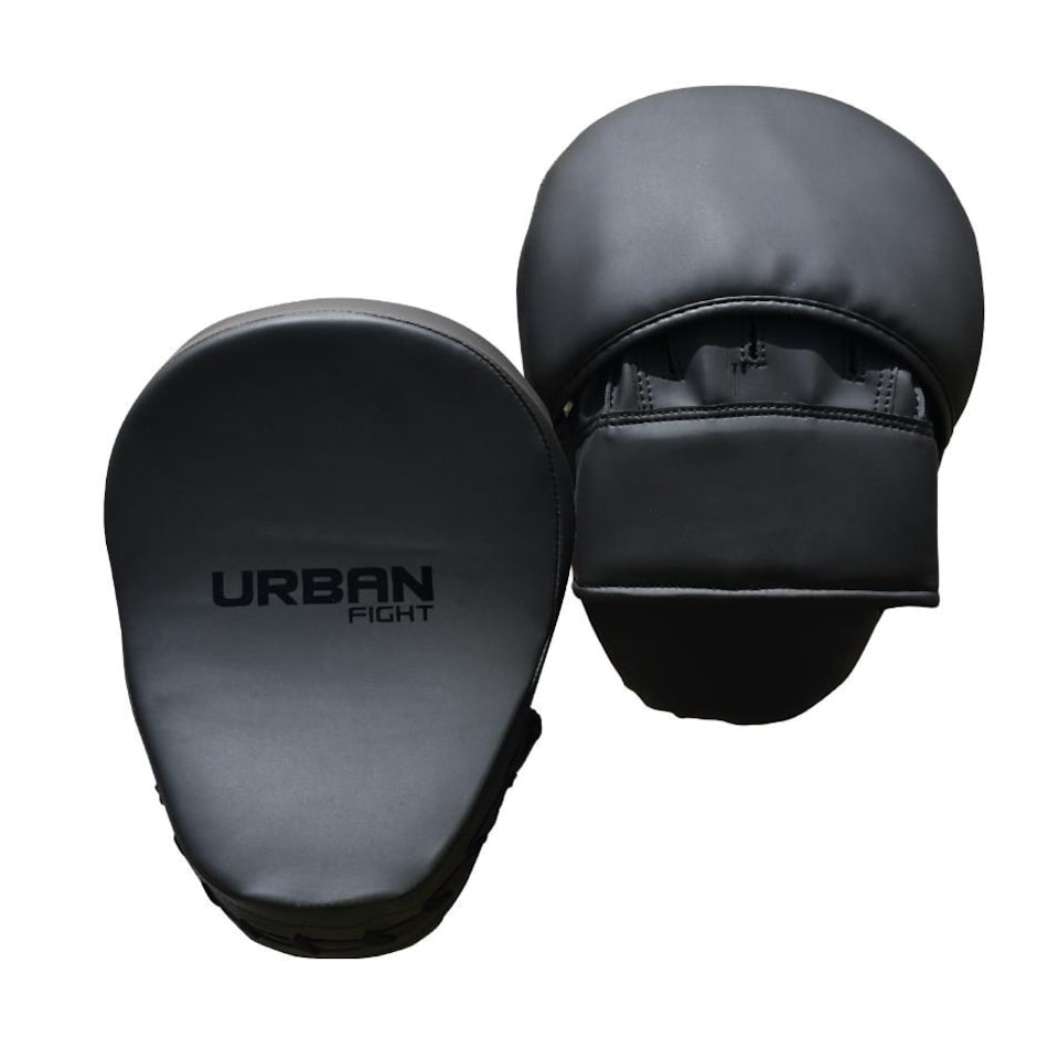 Urban Fight Focus V2 Synthetic Leather Boxing Mitts - Matt Black/Black - One Size