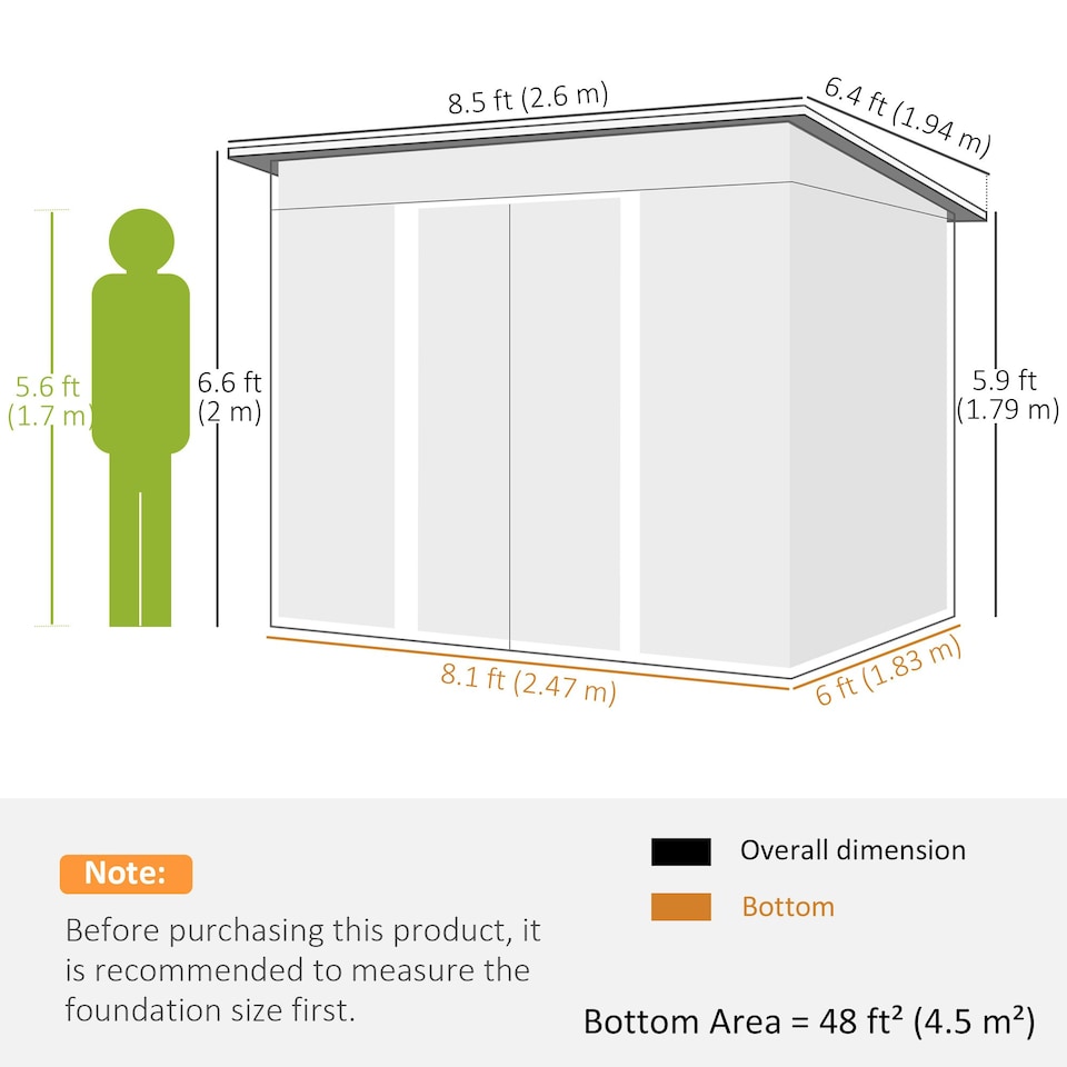 image 1 of Outsunny Garden Shed Outdoor Storage Tool Organizer w/ Double Sliding Door Grey