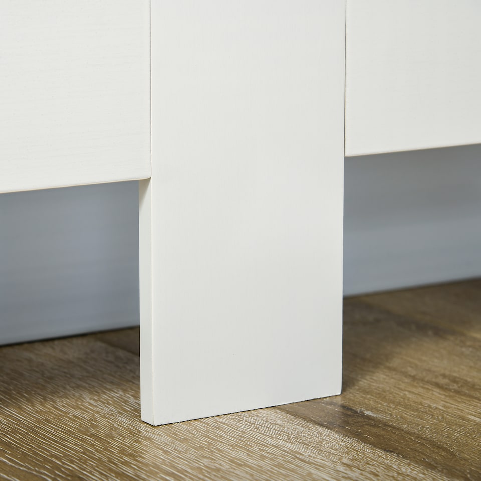 image 1 of HOMCOM Slatted Radiator Cover Painted Cabinet MDF Lined Grill in White (172L x 19W x 81H cm)