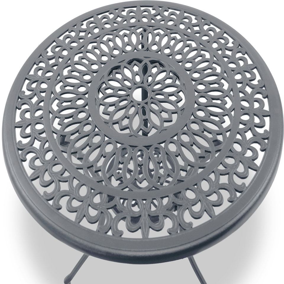 image 1 of Centurion Supports POSITANO Luxurious Garden and Patio Table and 2 Large Chairs with Armrests Cast Aluminium Bistro Set - Grey