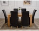 image 3 of Dakota 152 x 87cm Medium Oak Dining Table and 6 Montana Leather Chairs | Black | Black