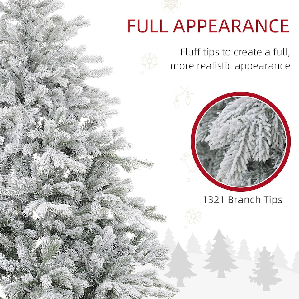 image 1 of HOMCOM 6 Ft Artificial Christmas Tree with Realistic Snow Branches, LED Lights