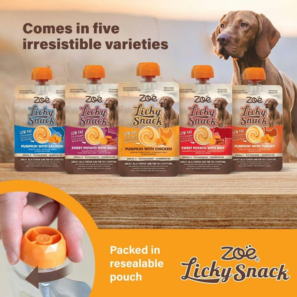 image 1 of Zoe Licky Snack Dog Treat Paste 85g x4 Bundle - Sweet Potato with Duck