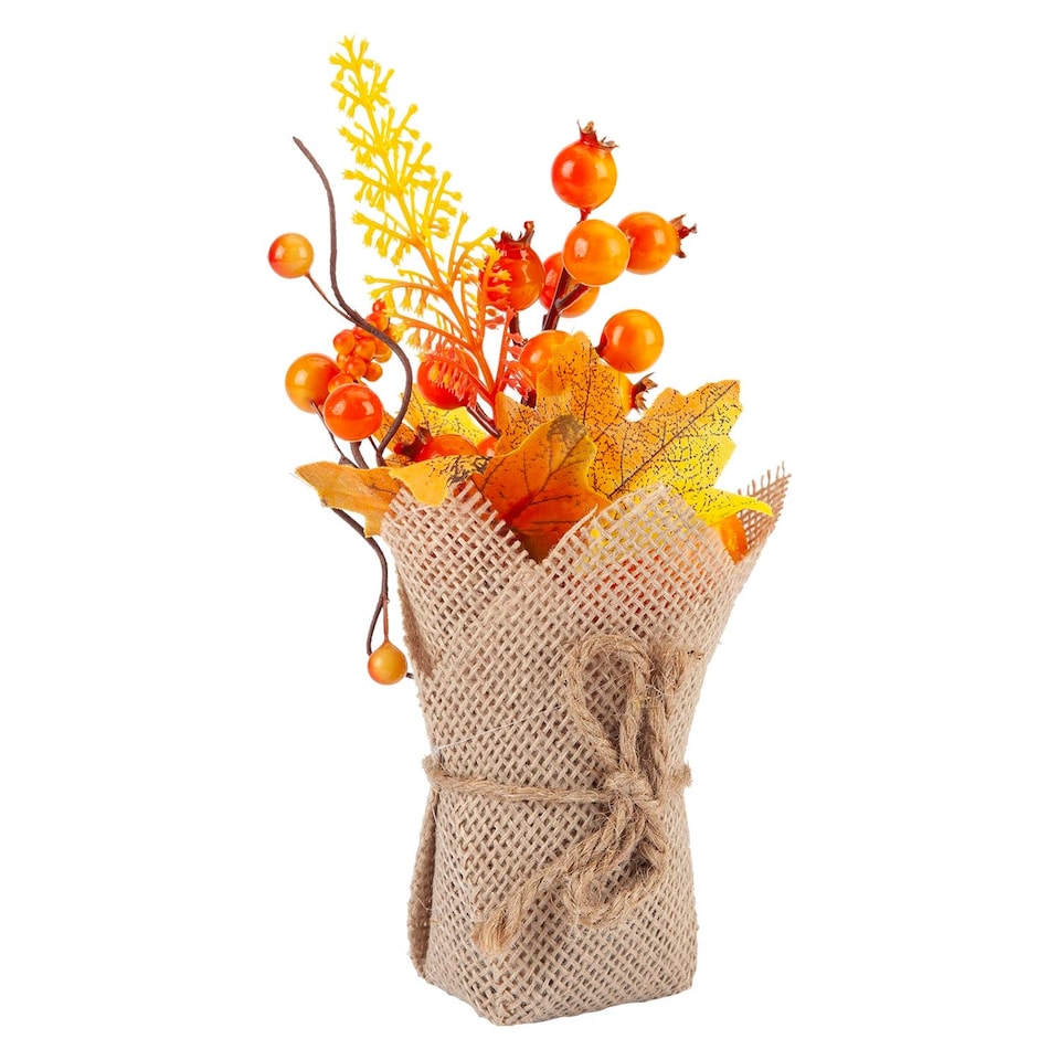 image 1 of vfm-estore Halloween Autumn Floral Burlap Decoration, Orange
