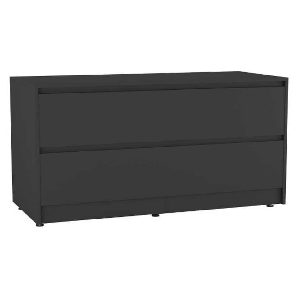 image 1 of URBNLIVING 4 Drawer Wide Chest Of Drawers Bedroom Storage Unit | Multi | Black Carcass + Black Drawers