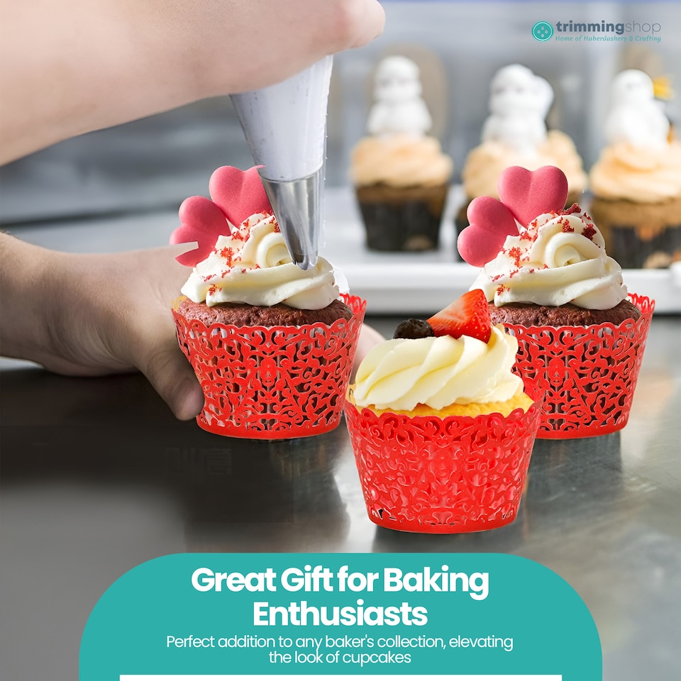 image 1 of Cupcake Wrappers Laser Cut Floral Design Paper Cup Holders - 25pcs