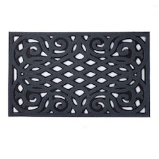 Nicoman Victorian Style Rubber Outdoor Door Mat Grey 75 x 44cm