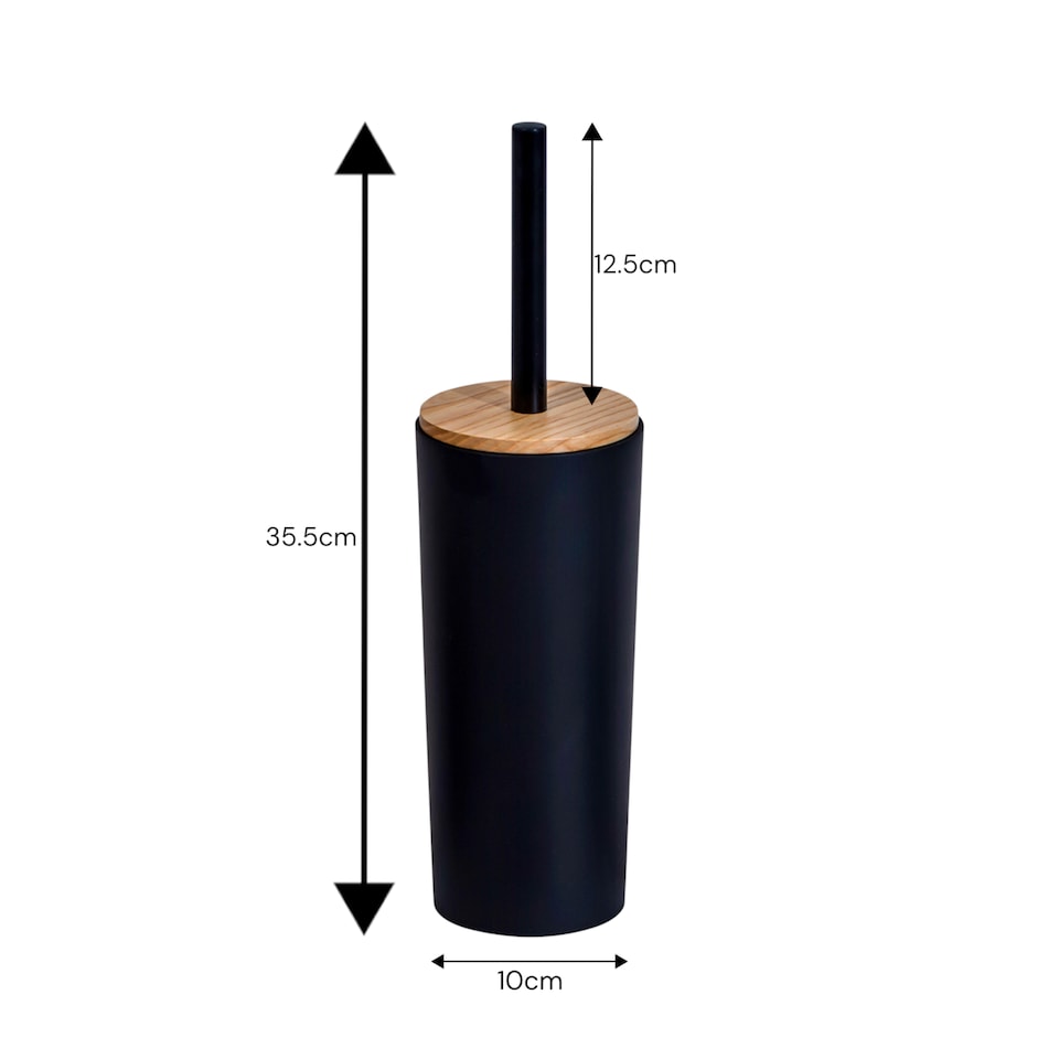 image 1 of Showerdrape Sonata Black & Bamboo Toilet Brush & Holder | Black | 1