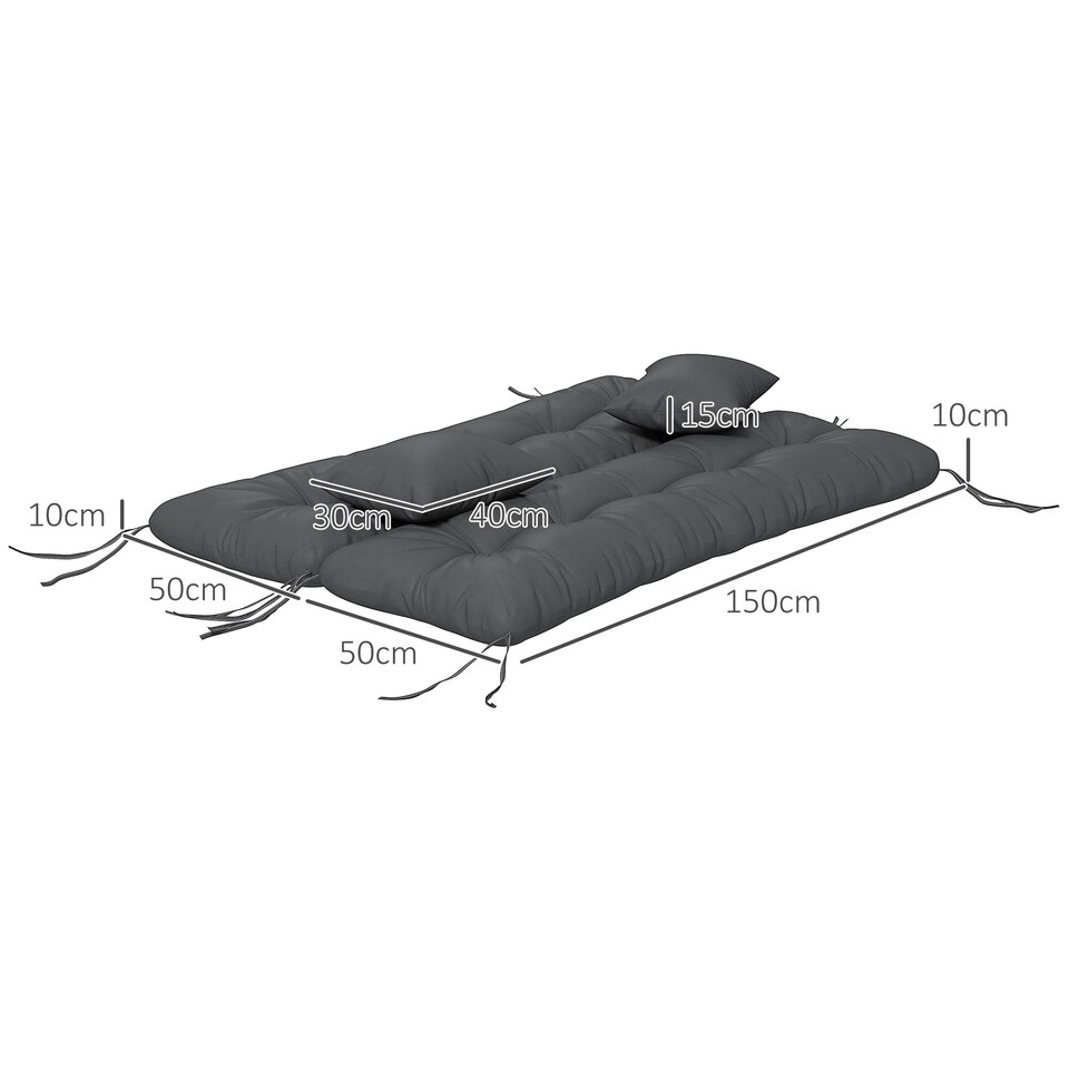 image 1 of Outsunny Outdoor Seat Cushions Back Cushion with 2 Pillows, Water Repellent Seat Pads for 3-Seater Chair, Swing, Sofa 