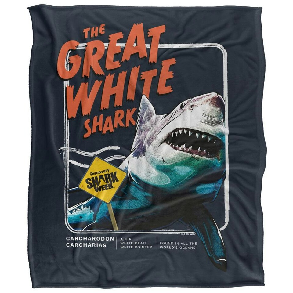 image 1 of Shark Week Great White Shark Blanket - Multicoloured - One Size