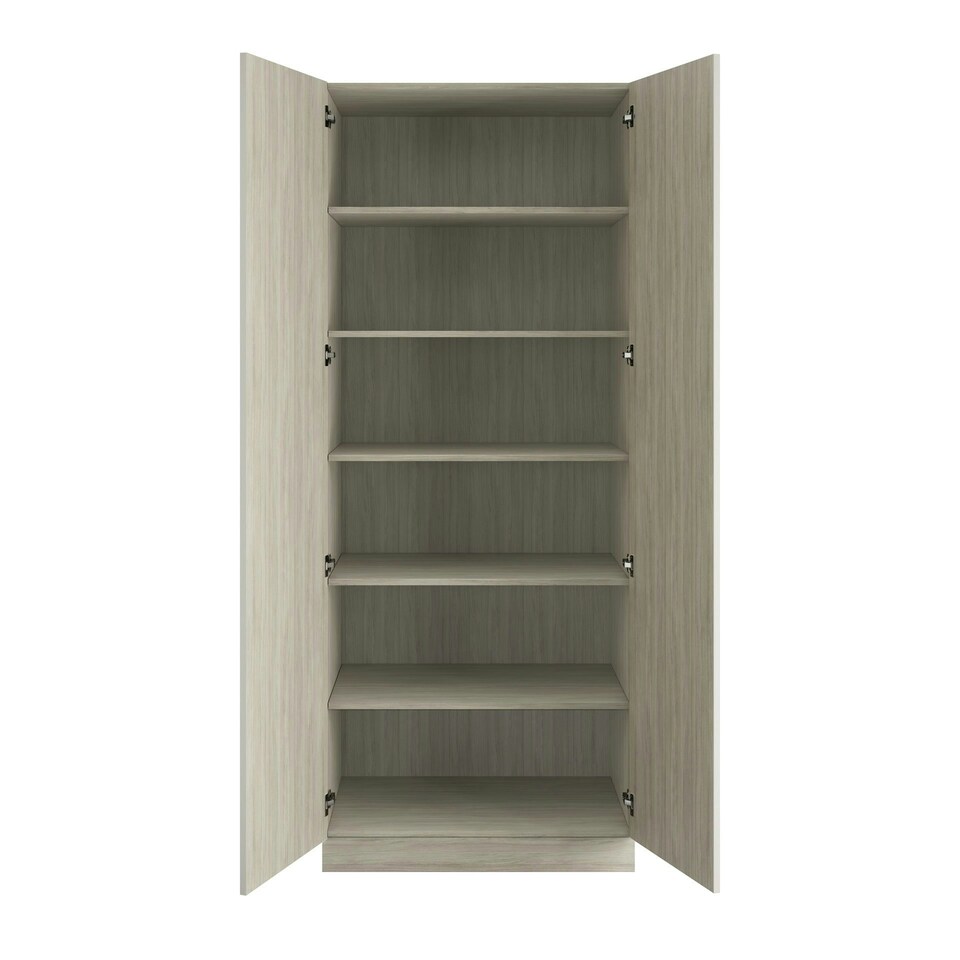 image 1 of Classic Square Panel Taupe Grey Double Wardrobe with Shelves Grey
