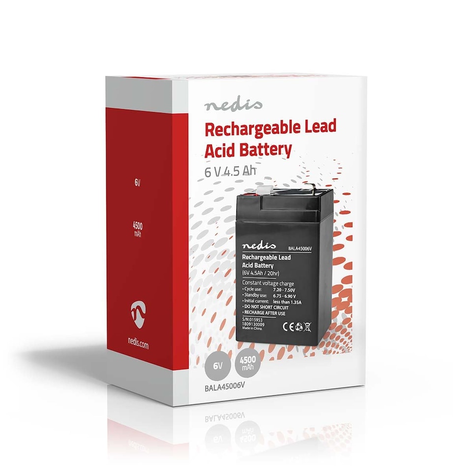 image 1 of Nedis Lead-Acid Battery Rechargeable 6v 6 Volt 4.5h 4500mAh Sealed 70 mm x 47 mm x 101 mm