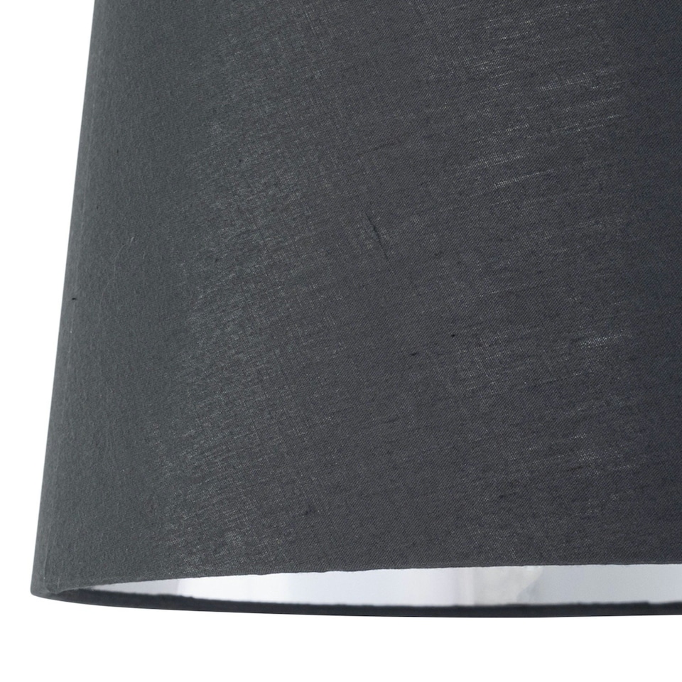 image 1 of Set of 2 Light Oak Table Lamp or Bedside Lights with Grey Silver Shade | Brown | Grey | Large | 2