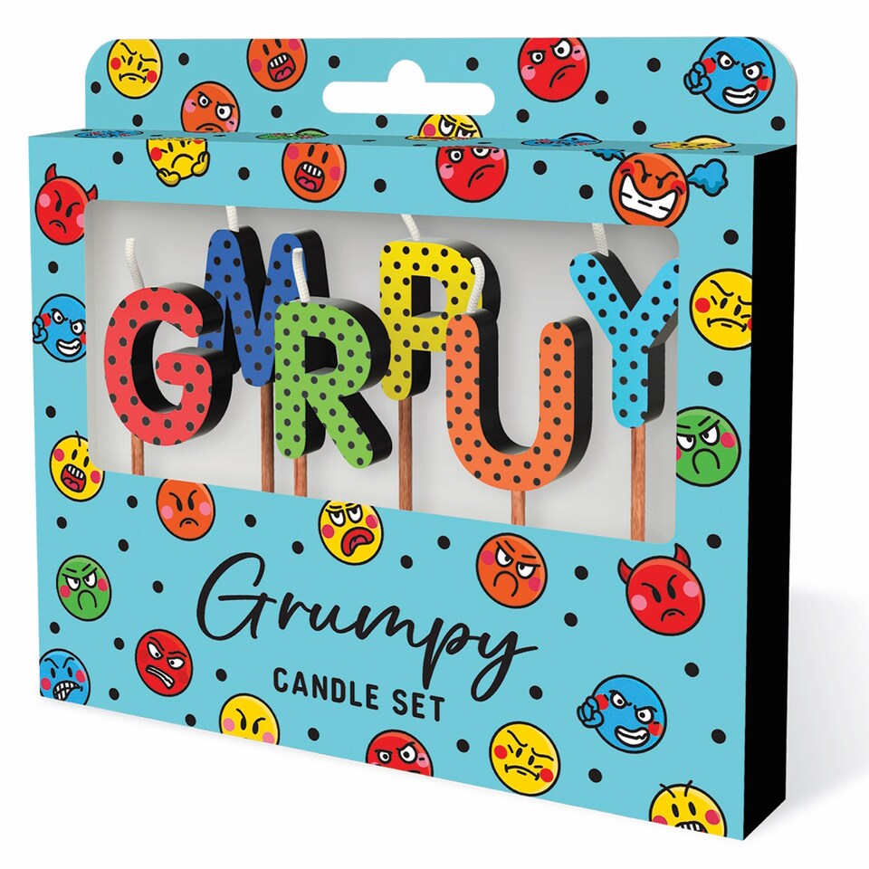 image 1 of Novelty Birthday Cake Candle Set - Grumpy