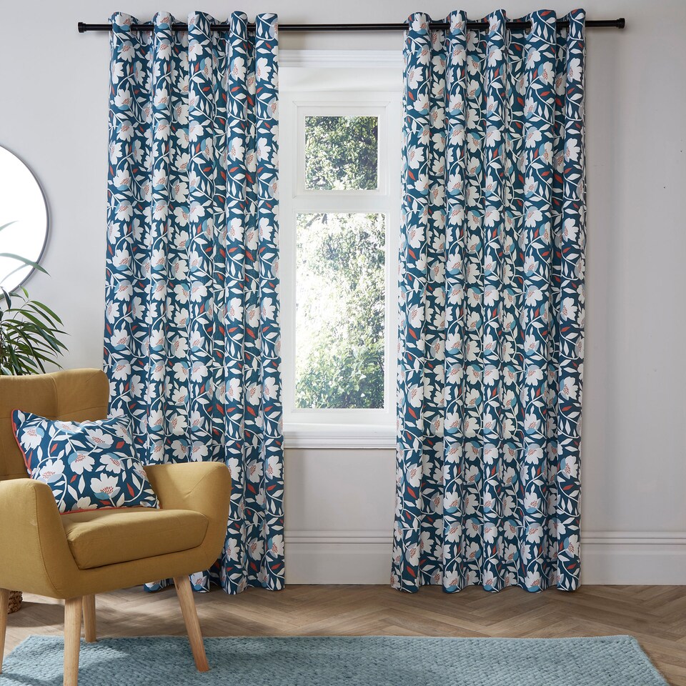 image 1 of Fusion Luna Eyelet Curtains Teal